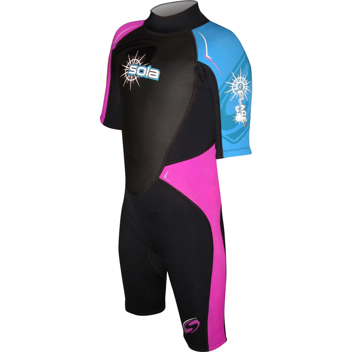 Sola Girls Storm 3/2mm Shorty Wetsuit - Pink/Turquose