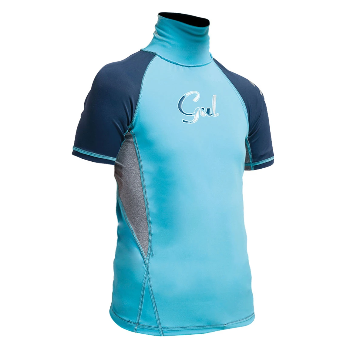 Gul Junior Flatlock Short Sleeve Rashguard - Turquoise/Navy